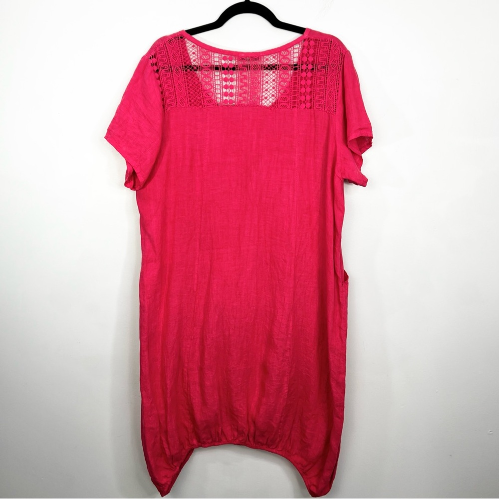 Bella pure Italian linen watermelon pink bubble hem lagenlook summer dress - Picture 4 of 15